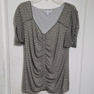 Chaus Women's Black and Gray Ruched Blouse